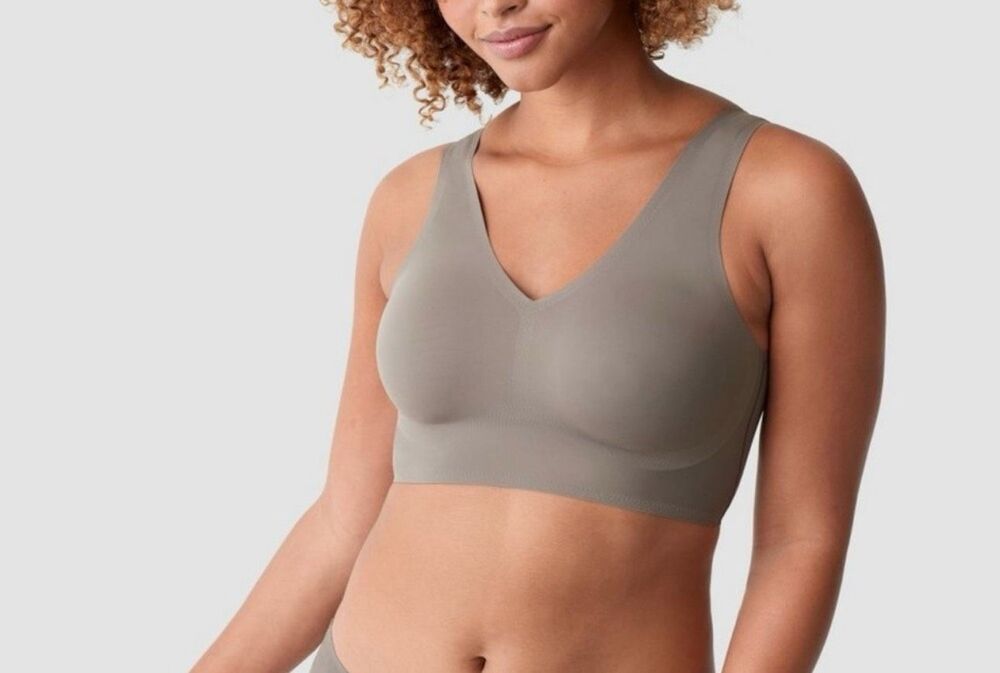 Lot of 3 True & co v-neck bras wireless comfort gray women's large NWT - Picture 2 of 5